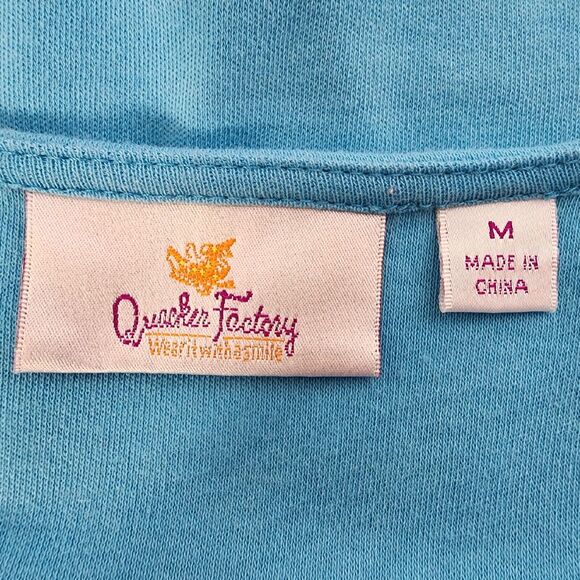 Quacker Factory Womens T Shirt Size Medium Short Sleeve Coral Embroidered Beaded - Picture 7 of 9
